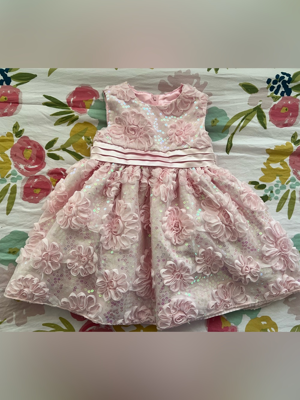 American Princess Light Pink Floral Sequin Party Dress